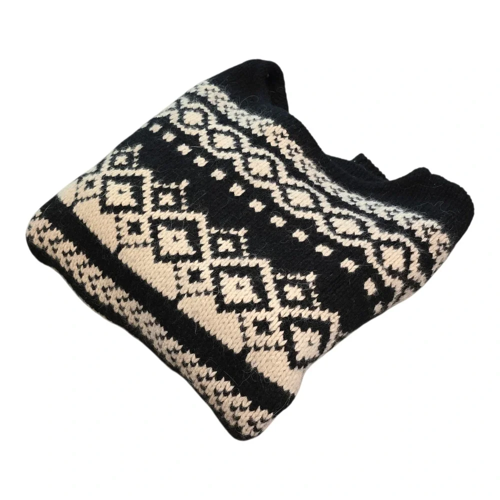Vintage Eddie Bauer Mens Sweater L Blk Ivy Fair Isle Nordic Wool Angora Gorpcore